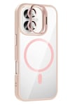Apple iPhone 16 Remim Lensli Magsafe Standlı Kapak - Pembe