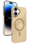 Apple iPhone 16 Stella PC Sert Magsafe Kılıf - Gold
