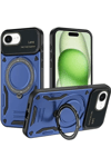 Apple iPhone 16E Kılıf Joy Lens Standlı Kapak - Lacivert