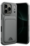 Apple iPhone 17 Pro Kelvin Kartvizitli Silikon - Gri