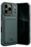 Apple iPhone 17 Pro Kelvin Kartvizitli Silikon - Koyu Yeşil