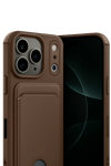 Apple iPhone 17 Pro Kelvin Kartvizitli Silikon - Kahverengi