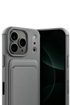 Apple iPhone 17 Pro Kelvin Kartvizitli Silikon - Gri