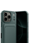 Apple iPhone 17 Pro Max Kelvin Kartvizitli Silikon - Koyu Yeşil