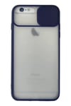 Apple iPhone 6 Plus Kılıf Palm Buzlu Kamera Sürgülü Silikon - Lacivert