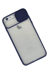 Apple iPhone 6 Plus Kılıf Palm Buzlu Kamera Sürgülü Silikon - Lacivert