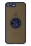 Apple iPhone 7 Plus Kılıf Montreal Yüzüklü Silikon Kapak - Lacivert