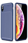 Apple iPhone XS Max Kılıf Auto Focus Karbon Kapak - Lacivert
