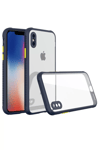 Apple iPhone XS Max Kılıf Miami Şeffaf Silikon - Lacivert