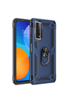 Huawei P Smart 2021 Kılıf Sofya Yüzüklü Silikon Kapak - Lacivert