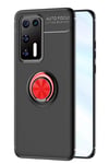 Huawei P40 Kılıf Range Yüzüklü Silikon - Siyah-Kırmızı