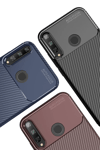 Huawei P40 Lite E Kılıf Auto Focus Karbon Kapak - Kahverengi