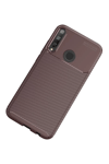 Huawei P40 Lite E Kılıf Auto Focus Karbon Kapak - Kahverengi