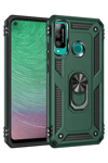 Huawei P40 Lite E Kılıf Sofya Yüzüklü Silikon Kapak - Yeşil