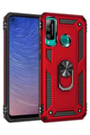 Huawei P40 Lite E Kılıf Sofya Yüzüklü Silikon Kapak - Kırmızı