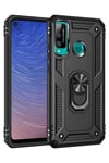 Huawei P40 Lite E Kılıf Sofya Yüzüklü Silikon Kapak - Siyah