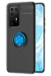 Huawei P40 Pro Kılıf Range Yüzüklü Silikon - Siyah-Mavi