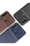 Huawei Y6P Kılıf Auto Focus Karbon Kapak - Siyah