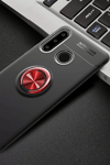 Huawei Y6P Kılıf Range Yüzüklü Silikon - Siyah-Kırmızı
