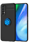 Realme 7 Kılıf Range Yüzüklü Silikon - Siyah-Mavi