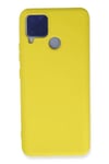 Realme C15 Kılıf Nano içi Kadife Silikon - Sarı