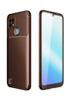 Realme C21 Kılıf Auto Focus Karbon Kapak - Kahverengi