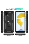 Realme C21 Kılıf Sofya Yüzüklü Silikon Kapak - Siyah