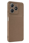 Realme C61 Kılıf Auto Focus Karbon Kapak - Kahverengi