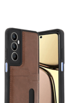 Realme C65 Sara Kartvizitli Deri Kılıf - Taba