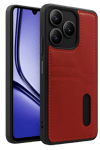 Realme Note 50 4G Kılıf Sara Kartvizitli Deri Kılıf - Kırmızı