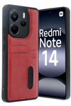 Redmi Note 14 4G Kılıf Sara Kartvizitli Deri Kılıf - Kırmızı