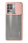 Reno 5 Lite Kılıf Palm Buzlu Kamera Sürgülü Silikon - Pembe