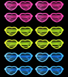 Retro Neon Fosforlu Kalp Panjur Gözlük - 12 Adet