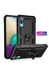 Samsung Galaxy A02 Kılıf Sofya Yüzüklü Silikon Kapak - Siyah