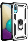 Samsung Galaxy A02 Kılıf Sofya Yüzüklü Silikon Kapak - Gümüş