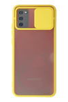 Samsung Galaxy A02S Kılıf Palm Buzlu Kamera Sürgülü Silikon - Sarı