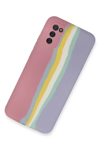 Samsung Galaxy A03S Kılıf Ebruli Lansman Silikon - Pembe-Lila