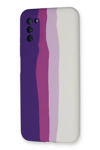 Samsung Galaxy A03S Kılıf Ebruli Lansman Silikon - Mor-Beyaz