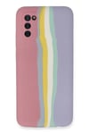 Samsung Galaxy A03S Kılıf Ebruli Lansman Silikon - Pembe-Lila
