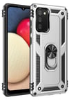 Samsung Galaxy A03S Kılıf Sofya Yüzüklü Silikon Kapak - Gümüş