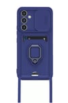 Samsung Galaxy A05S Kılıf Zuma Kartvizitli Yüzüklü Silikon - Lacivert