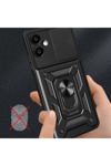 Samsung Galaxy A06 Kılıf Pars Lens Yüzüklü Silikon - Kırmızı