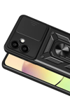 Samsung Galaxy A07 4G Pars Lens Yüzüklü Silikon - Siyah