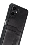 Samsung Galaxy A07 4G Sara Kartvizitli Deri Kılıf - Siyah