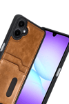 Samsung Galaxy A07 4G Sara Kartvizitli Deri Kılıf - Taba
