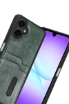 Samsung Galaxy A07 4G Sara Kartvizitli Deri Kılıf - Yeşil
