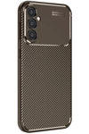 Samsung Galaxy A16 5G Kılıf Auto Focus Karbon Kapak - Kahverengi