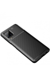 Samsung Galaxy A22 Kılıf Auto Focus Karbon Kapak - Siyah