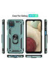 Samsung Galaxy A22 Kılıf Sofya Yüzüklü Silikon Kapak - Yeşil