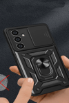 Samsung Galaxy A25 5G Kılıf Pars Lens Yüzüklü Silikon - Gümüş